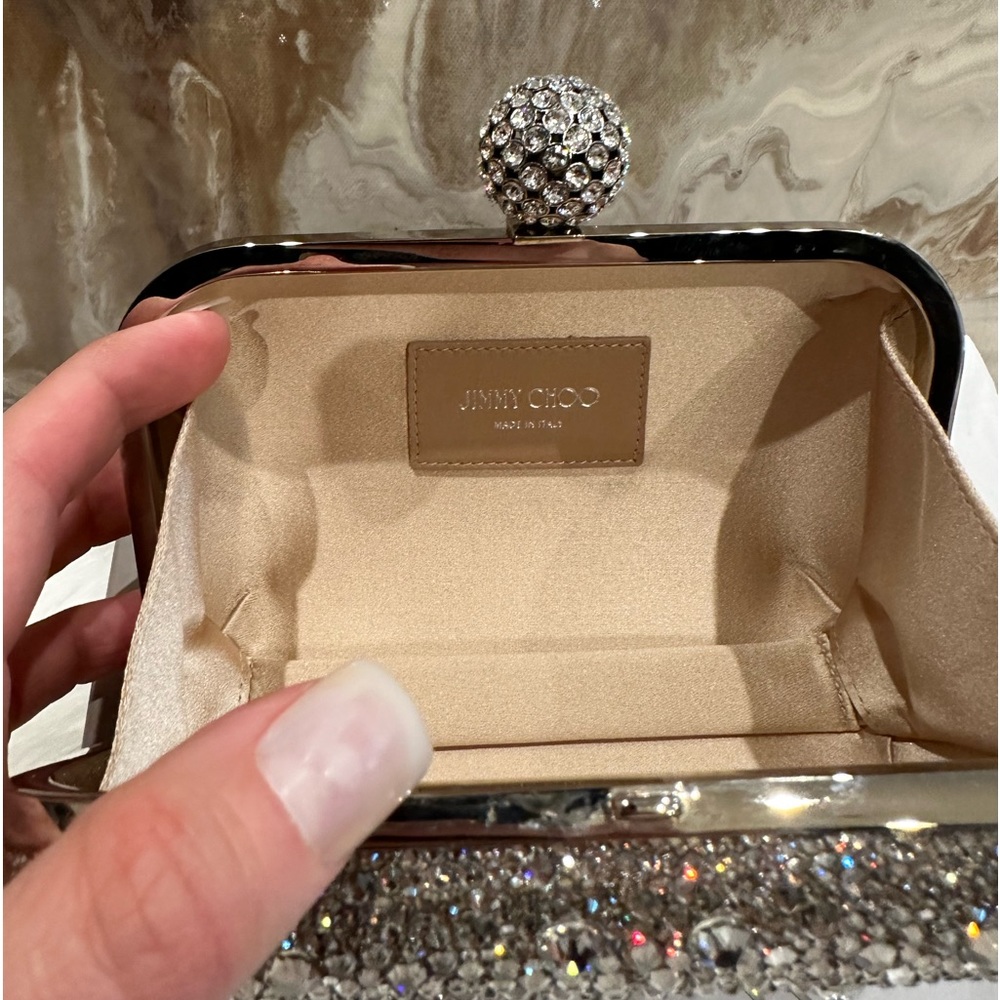 $3k Jimmy Choo Silver Crystal Embellished Cloud Hox Clutch Bag - Picture 4 of 11